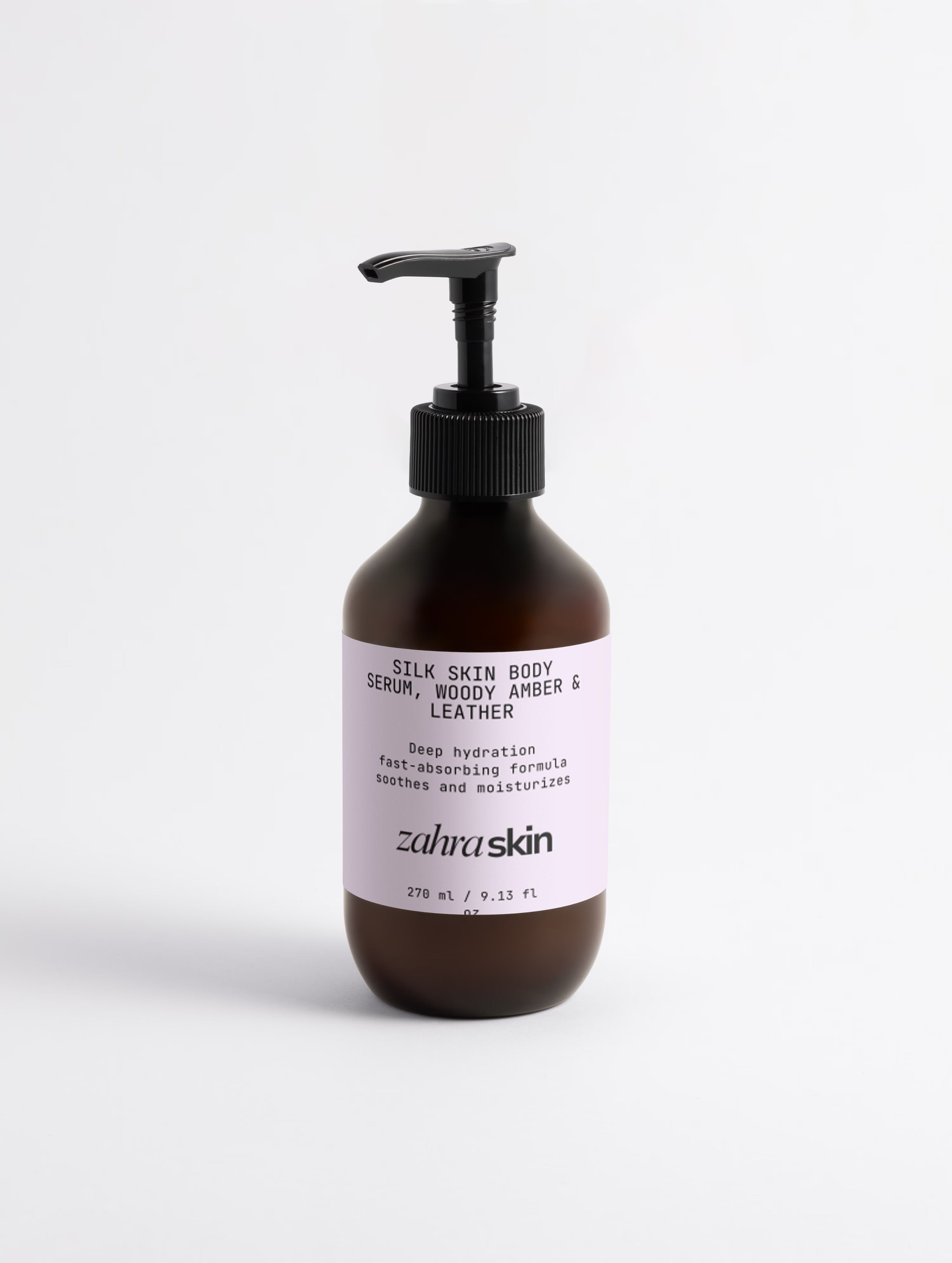 Zahra Skin | Silk Skin Body Serum, Woody Amber & Leather